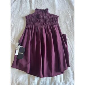 NEW FRAME DENIM 100% Silk Sleeveless Mock Neck Top ‘Pinot’ Size S/P Loose Fit